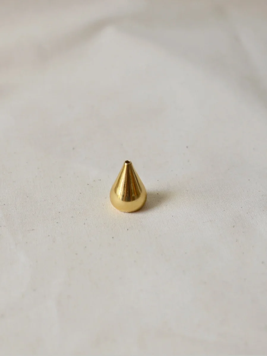 Brass Water Drop Shape Incense Holder {Tall} - Image 3