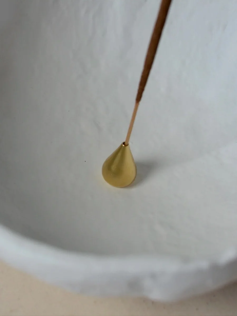 Brass Water Drop Shape Incense Holder {Tall} - Image 4