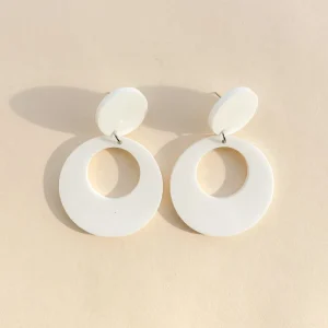 Mod Round Earrings in White